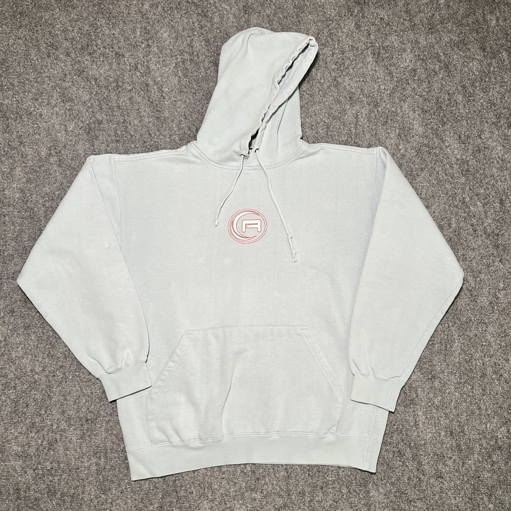 VTG Aaron Chang‎ Surf Photography Mens Large Hoodie Light Blue Y2K 90s